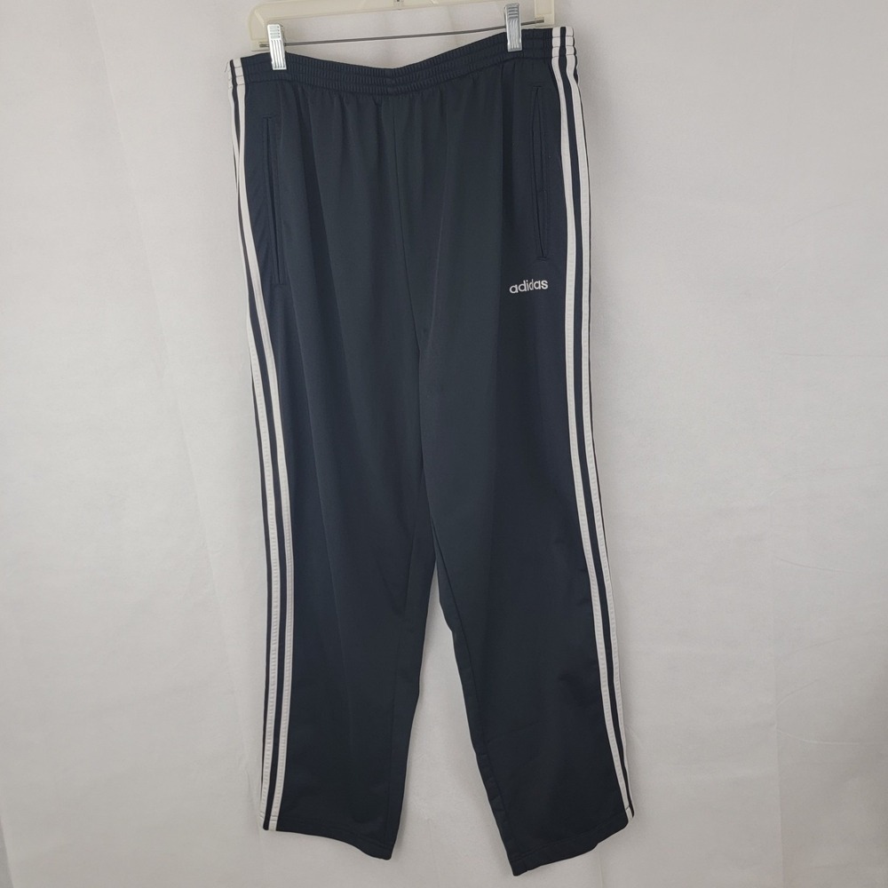 ADIDAS Mens Track Pants Sz 2XL Tearaway Snap Y2K Baggy Side Stripe BLACK Stripe